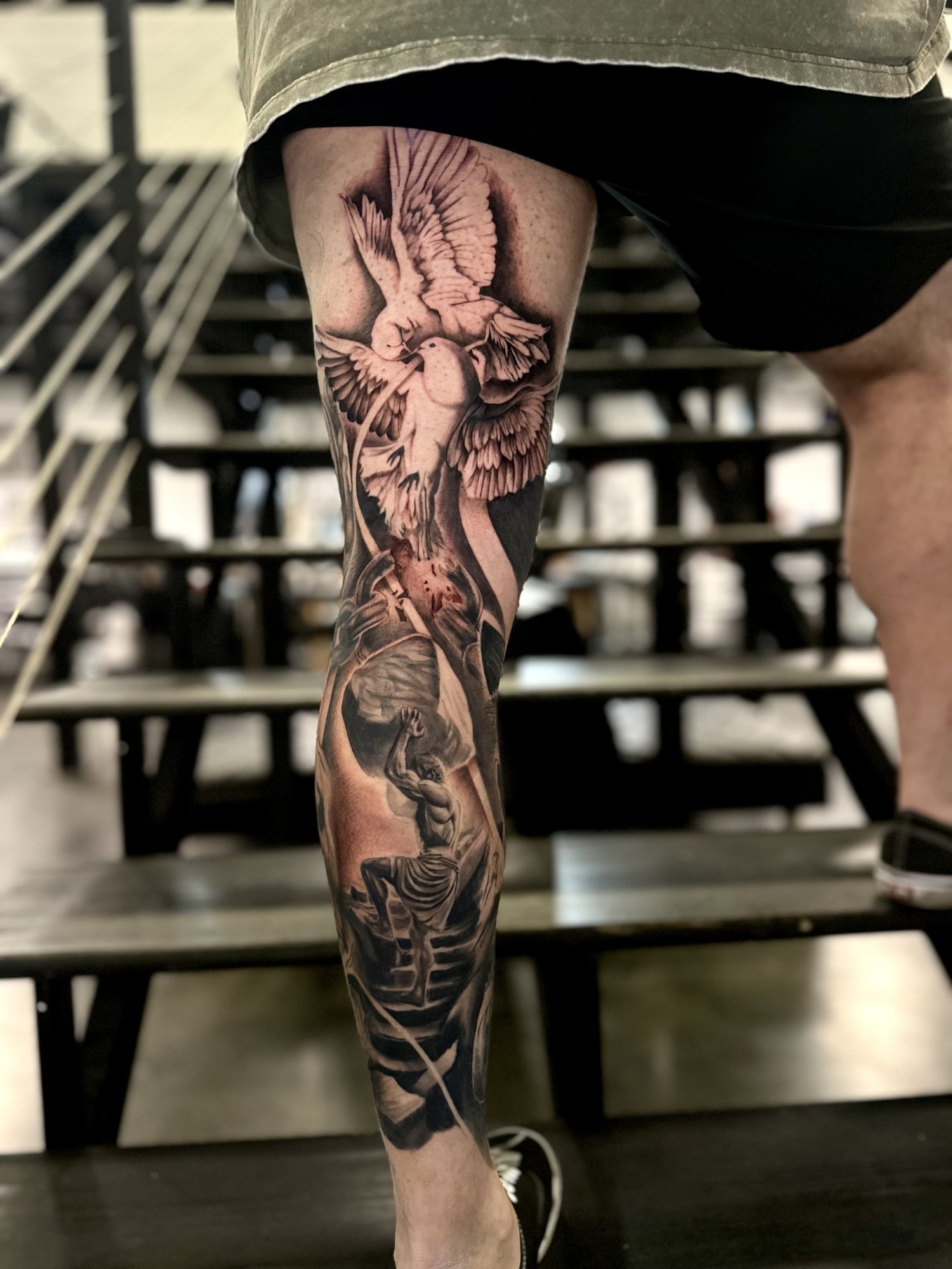 Doves leg sleeve by InkMeLele